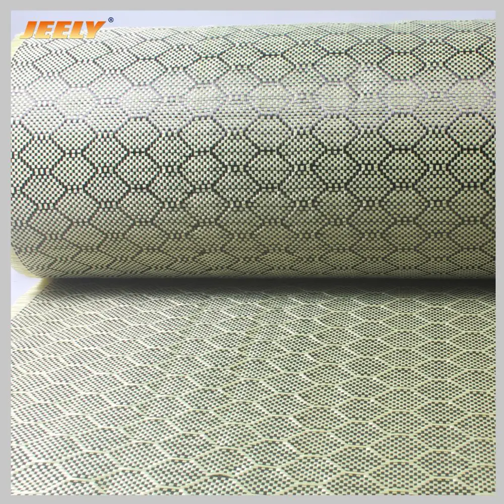 Hexagonal 3K Carbon Fiber with 1500D Aramid 200gsm Honeycomb Woven Fabric 1m Width * 10m