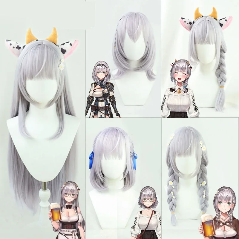 4 Types VTuber Shirogane Noel Cosplay Wig Hololive Fantasy Youtuber Girls Cosplay Heat Resistant Hair Wig