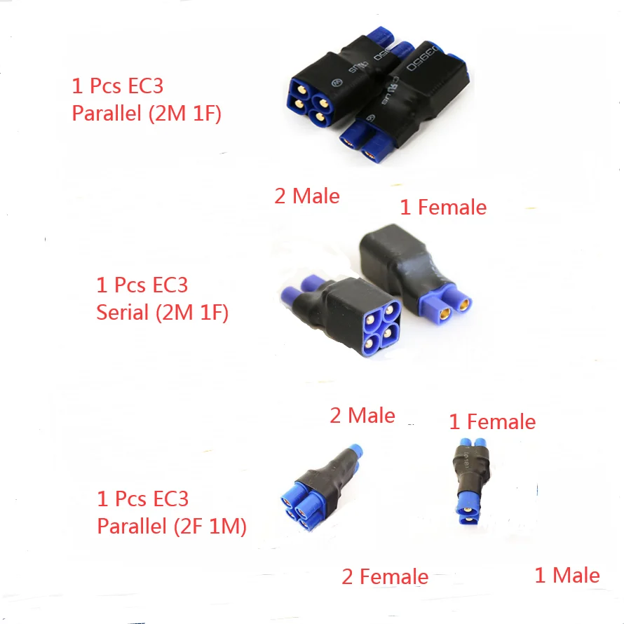 1PCS Deans T Plug  EC3 EC5 XT60 XT90 Parallel Serial Adapter Lipo Battery Converter Connector Plug DIY RC Model accessories