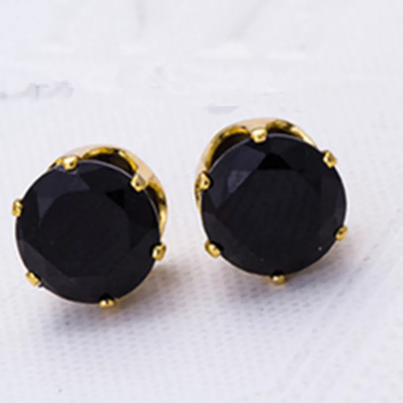 Stainless Steel Fashion Simple Men Imitation  Rhinestone Stud Earrings Gold Colour Rhodium Crystal Earrings Women\'s Jewelry