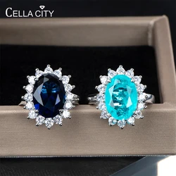 Cellacity classic  sterling silver ring for charm lady with oval shape sapphire paraiba gemstones 10*14mm wedding party gift