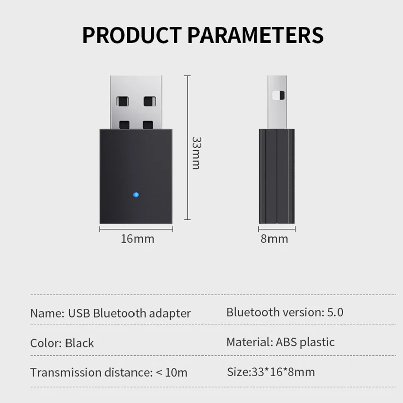 VAORLO Newst-transmisor de Audio USB con Bluetooth 5,0, Dongle de música estéreo para ordenador, adaptador inalámbrico para PC y portátil, Plug & Play