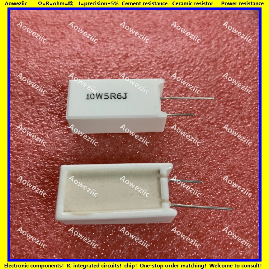 

10Pcs 10W5R6J RX27-5 Vertical Cement Resistance 10W 5.6 ohm 5.6R 5.6ohm 5.6RJ Ceramic Resistance precision 5% Power resistance