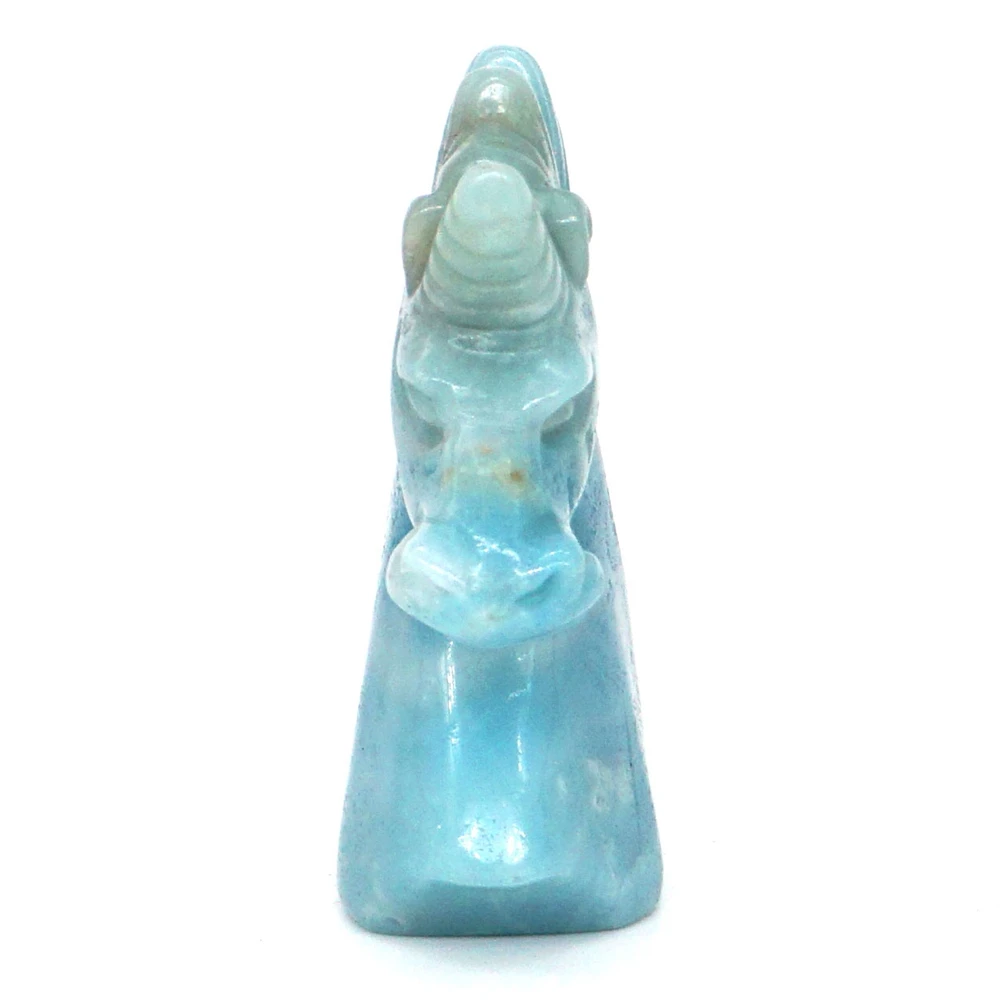 2" Unicorn Statue Natural Gemstone Amazonite Crystal Carved Reiki Healing Stone Figurine Home