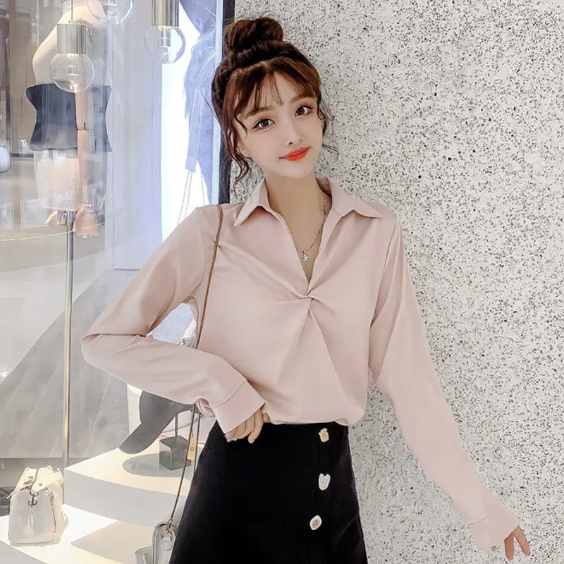 Autumn and Spring Temperament Women Blouse Long-sleeved Design Ladies OL Shirts Sense Women Chiffon Shirts