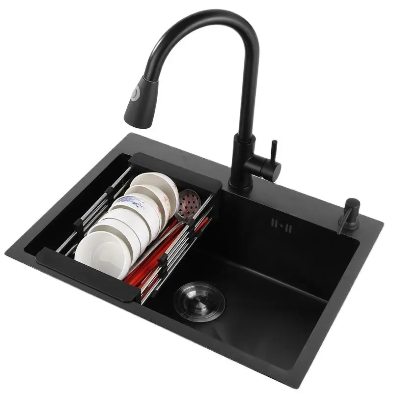 Gold Home Improvment Black Sink With Accessories Sink Bowl Kitchen Sink 304 Stainless Steel Undermount Kinchen Sink Bowl 78x43cm