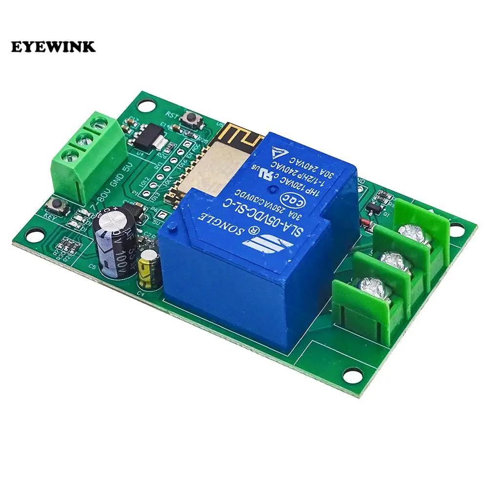 DC 7-80 / 5V power supply esp8266 WiFi 1 channel 30A relay module ESP-12F