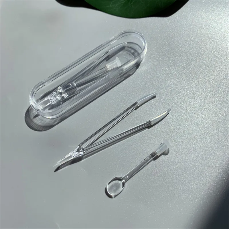 Transparent large long tweezers contact lens clip suction stick set independent shell beauty contact wearing tool clip