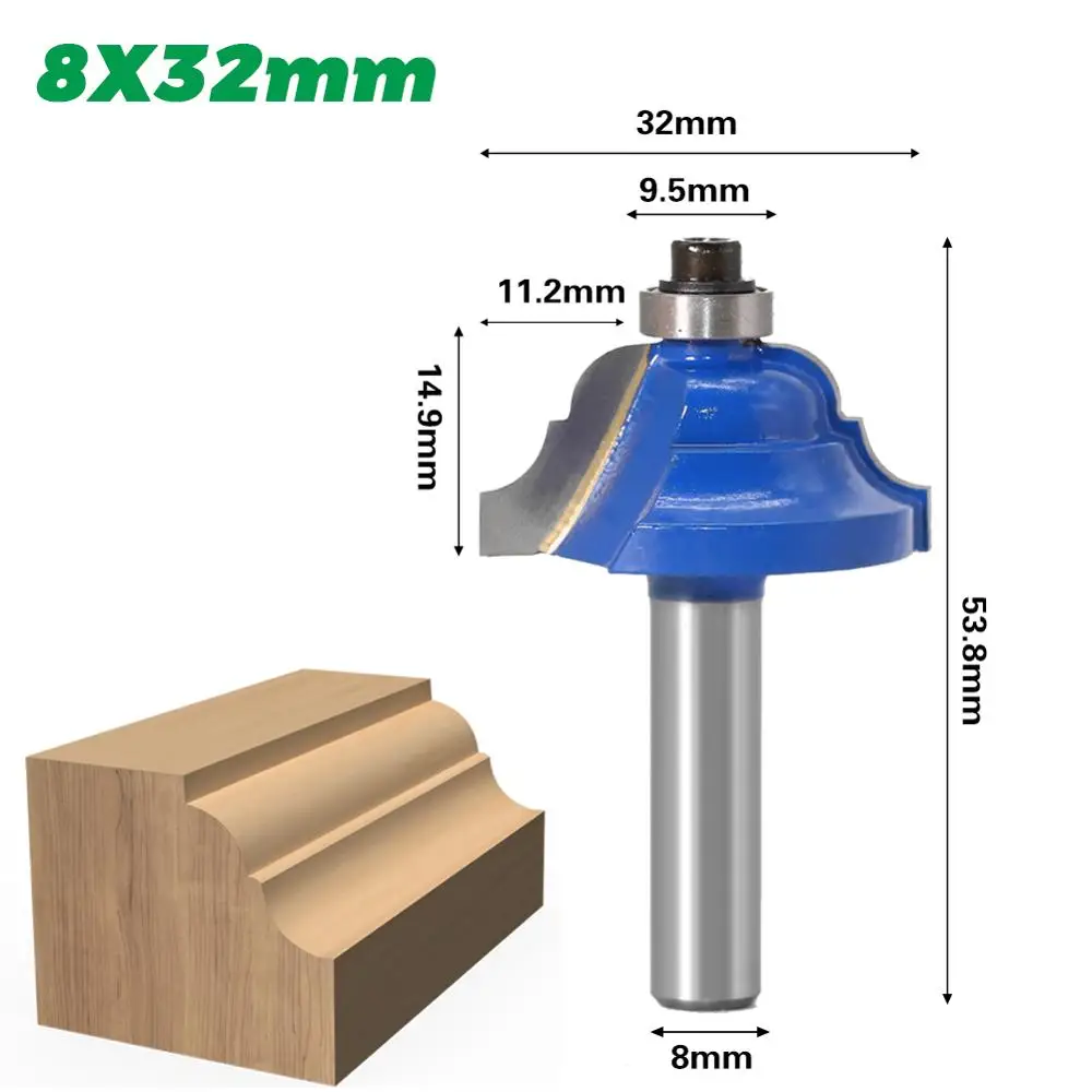 Imagem -02 - Duplo Roman Ogee Borda Router Bit mm Shank Dovetail Cortador Madeira Trabalhando Grande Alta Qualidade 1pc