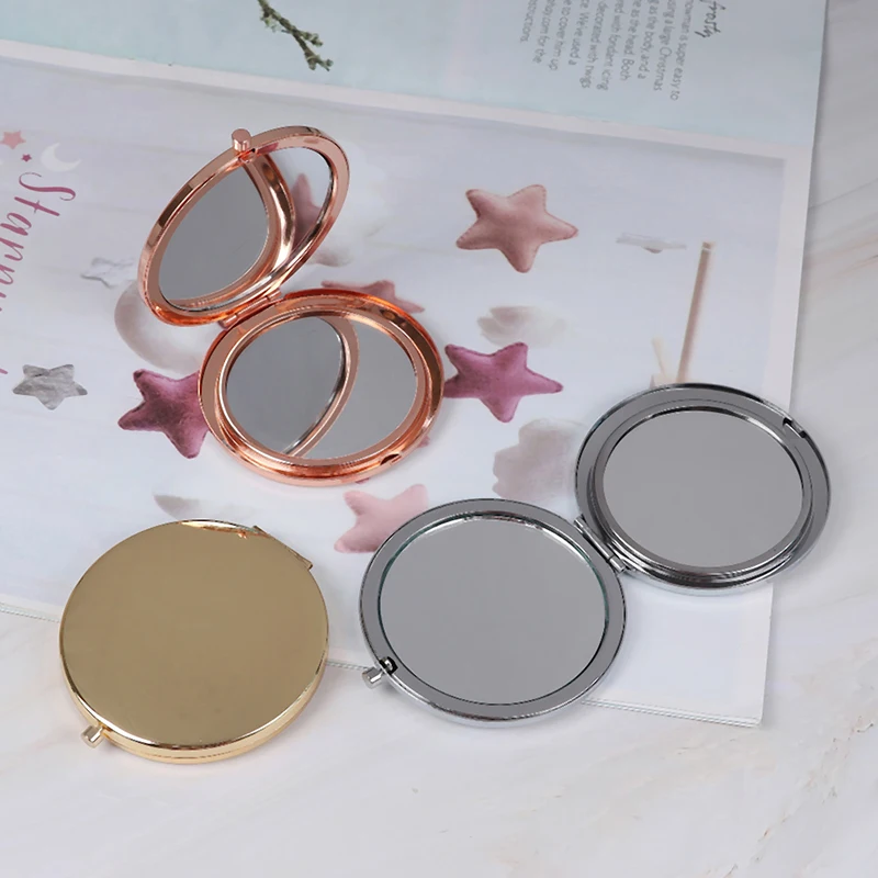 1 PC Portable Folding Mirror Compact Stainless Steel Metal Makeup Cosmetic Pocket Mirror Beauty Accessories