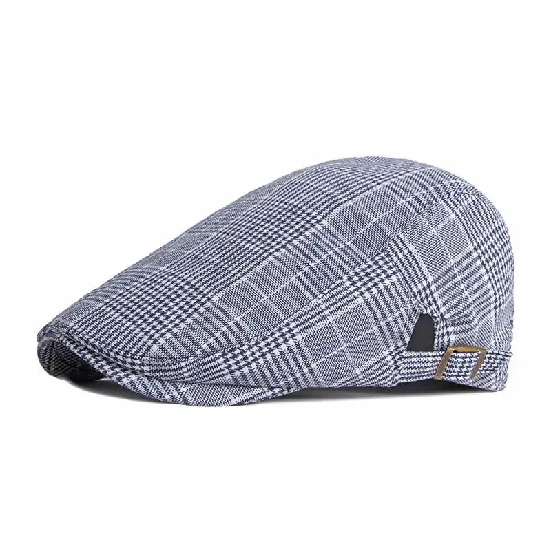 Cotton Spring Summer Solid Color Plaid Newsboy Caps Flat Peaked Cap Men and Women Painter Beret Hats 125