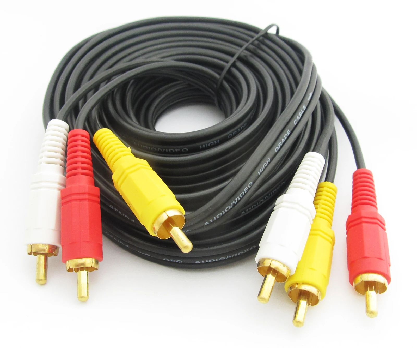 1pc 5M AV TV Cable Triplets Gold RCA Phono Male Cable 3 RCA Male to 3 RCA Male