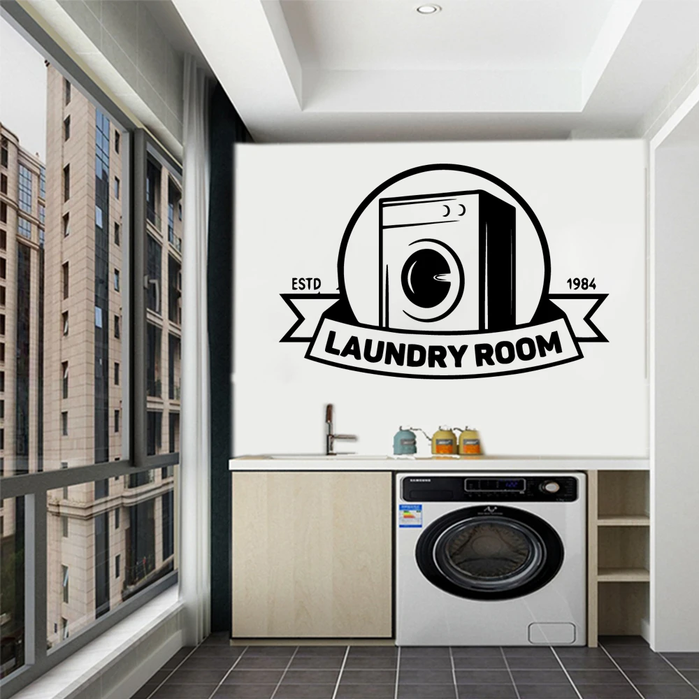 Luxuriant laundry Phrase Vinyl Stickers Wallpaper For Laundry Room Vinyl Art Decals Wall Decor Commercial Decal Poster