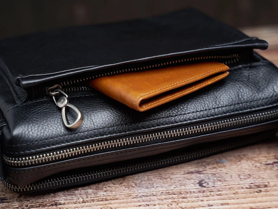 NUPUGOO Casual männer Schulter Tasche Aus Echtem Leder Mode-Trend Messenger Original Kleine Crossbody Zipper Tasche Für 9,7 Zoll Ipad – Detail 17