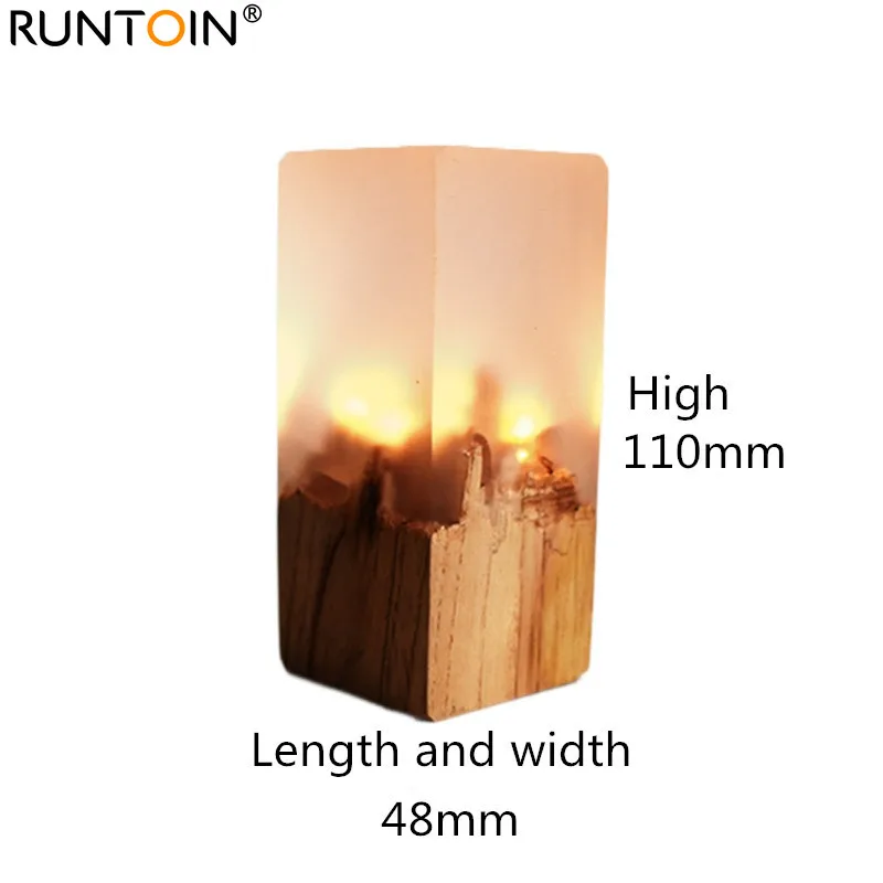 Creative LED Resin Solid Wood Night Light USB Home Decoration Gift Table Lamp Atmosphere Living Room Bedroom Lamp Holiday Gift