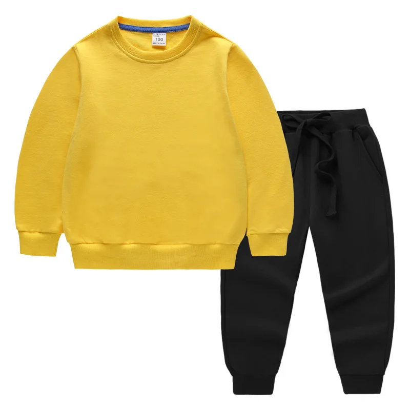 2022 Spring/autumn Children's Clothing Children's Sweater Trousers Two-piece Solid Color Baby Cotton Long-sleeved Suit