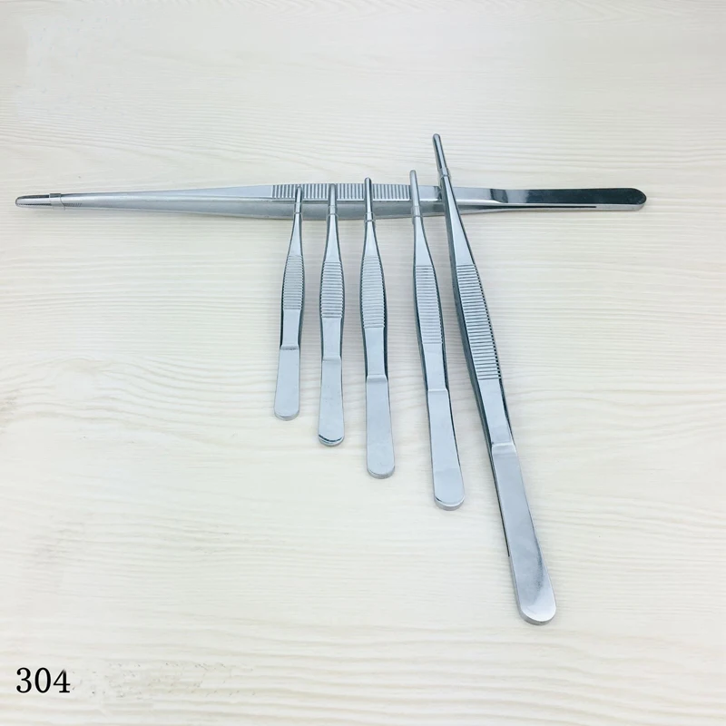 6 Sizes Toothed Tweezers Barbecue Stainless Steel Long Food Tongs Straight Home Medical Tweezer Garden Kitchen BBQ Tool 3pc/Set