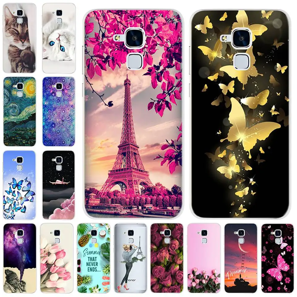 Animal Flower Case For Huawei GT3 Honor 5c Shockproof Silicone Soft Thin Phone Cover Bumper For Huawei Honor 7 Lite Conque 5.2