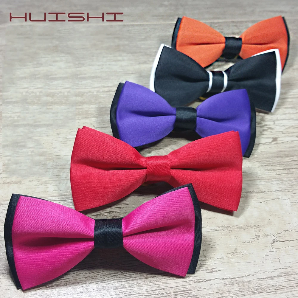 HUISHI Black Silvery Bow Tie For Children Solid Color Bow Ties For Boy Girl Candy Color Butterfly Cravat Two Tone Baby Bowtie