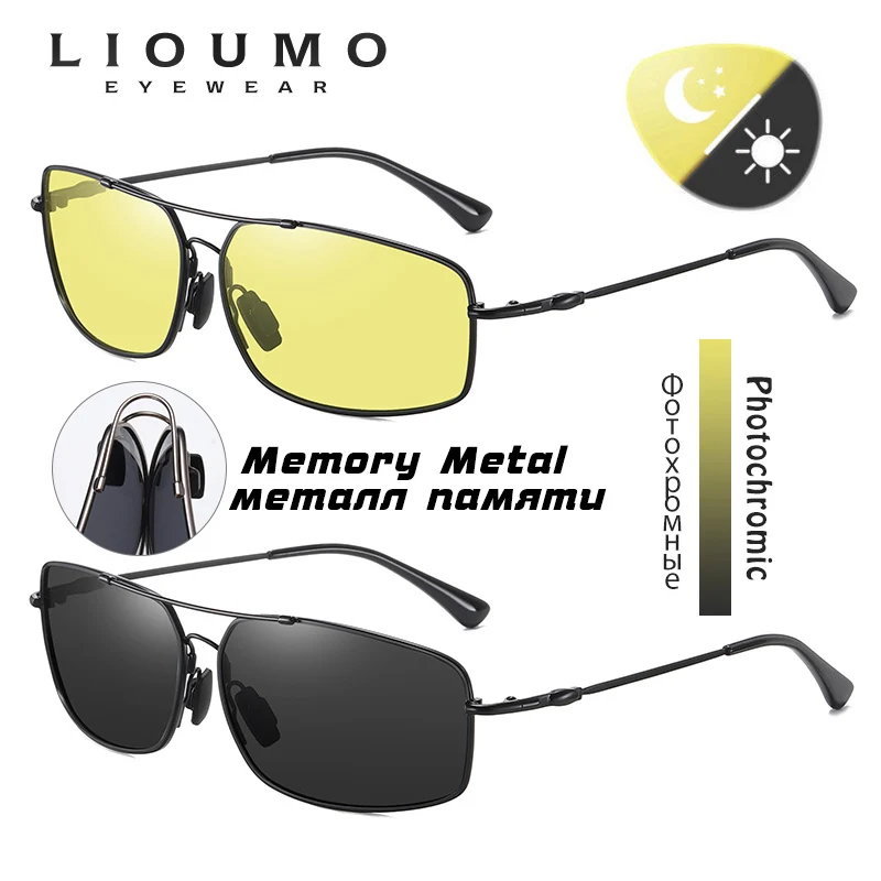 LIOUMO หน่วยความจำโลหะแว่นตากันแดดผู้หญิงผู้ชาย Polarized Photochromic แว่นตาชายแว่นตาขับรถ Chameleon Anti-Glare Lentes De Sol