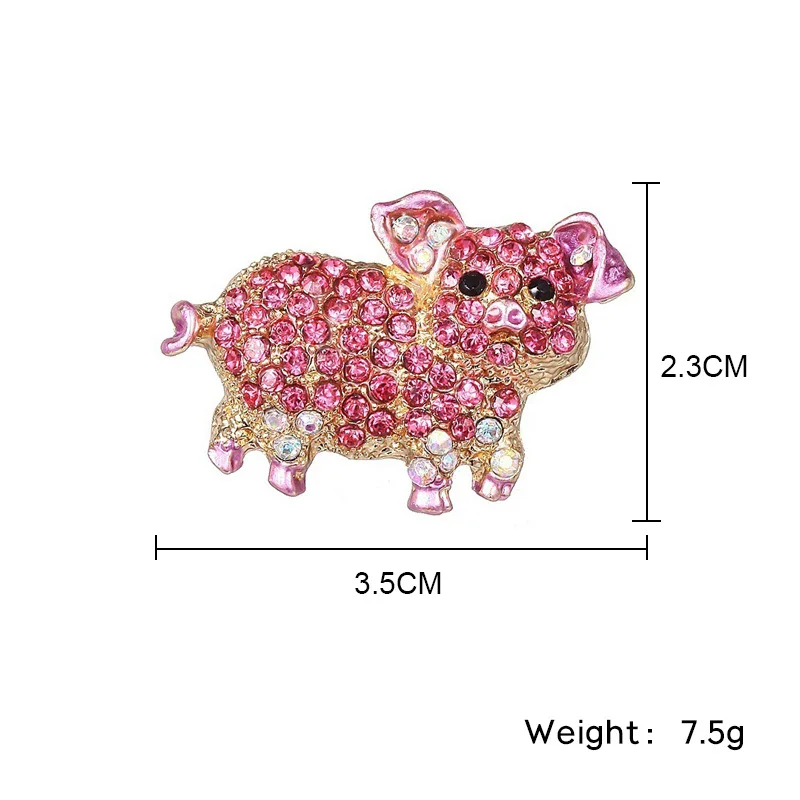 2020 Pink Pig Animal Brooches For Women Rhinestone Cute Pins Shinny Crystal Brooches For Girls Dress Brooch Pins Jewelry