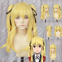 Mary Saotome Meari Blonde Chip Ponytail Synthetic Hair Heat Resistant Cosplay Anime Wig + Silk Black Ribbon + Wig Cap