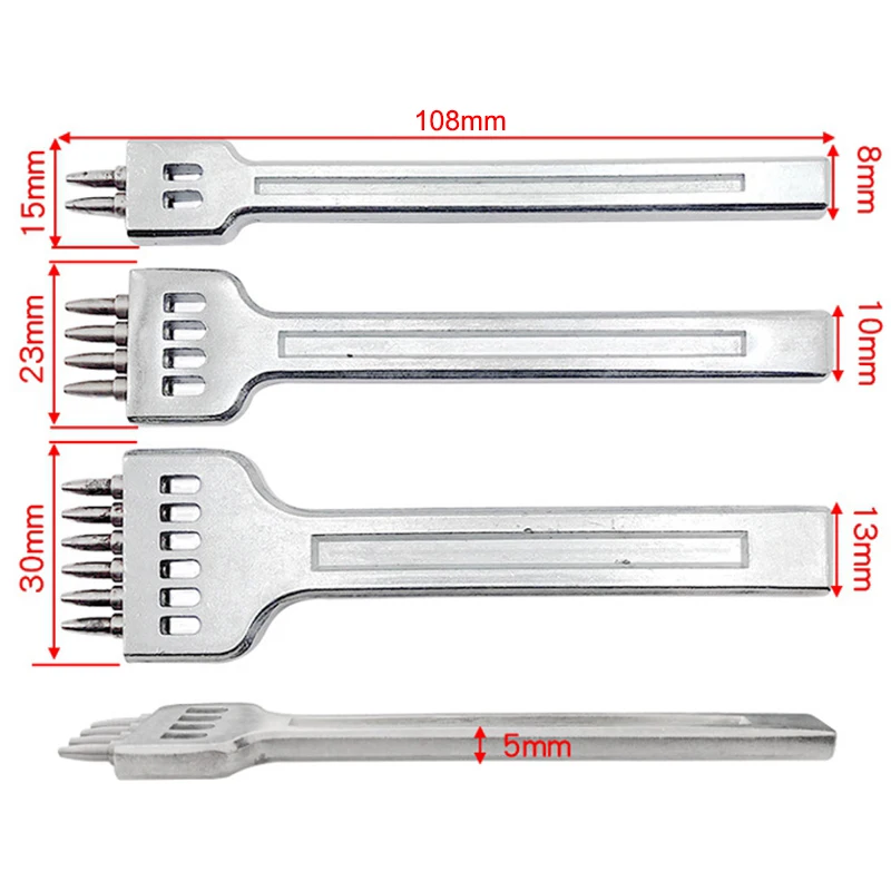 Strumento in pelle fai da te in acciaio legato Set da 4mm punzonatrice per cintura perforatrice rotonda punzone a mano con diamante strumenti di punzonatura per cuciture in pelle