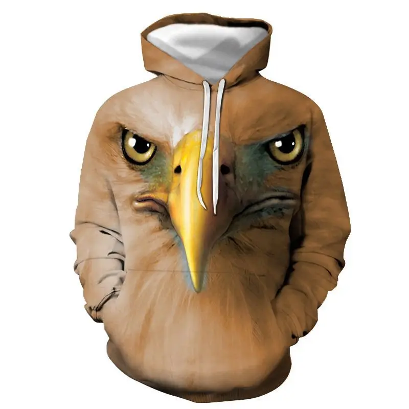 

2021 Spring and Autumn New Eagle 3D Digital Printing Series Men's Pullover Hooded European and American Men With Hood