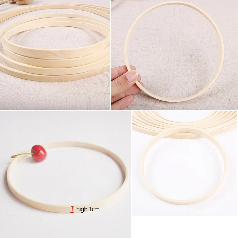 5Pcs 9-30cm Wooden Ring Wreath Round Bamboo Circle Home Decoration DIY Wedding Flower Rack Hanging Garlands Handmade Dream Hoop