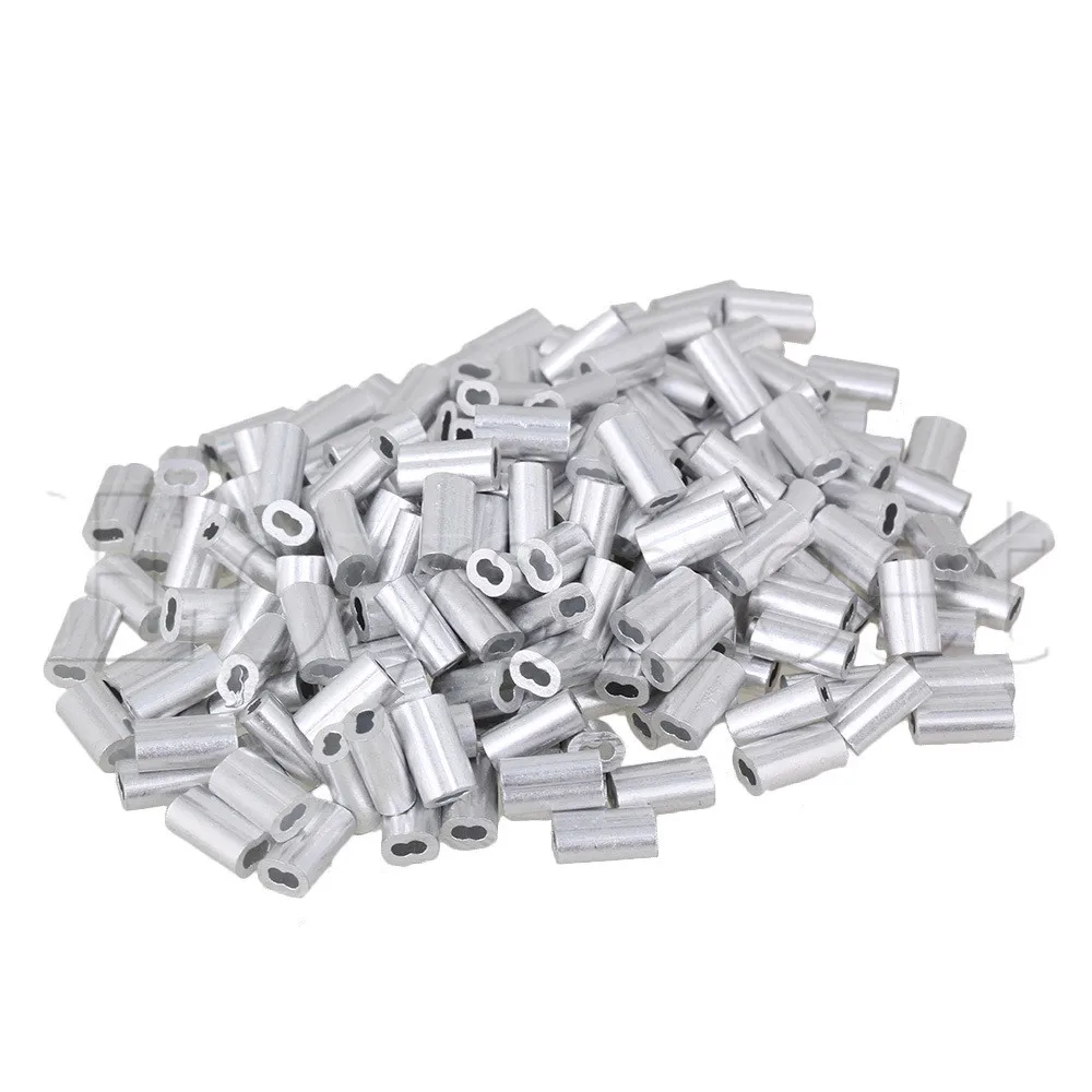 200PCS Silver M1.2 Double Hole Wire Rope Aluminum Clamp Clip