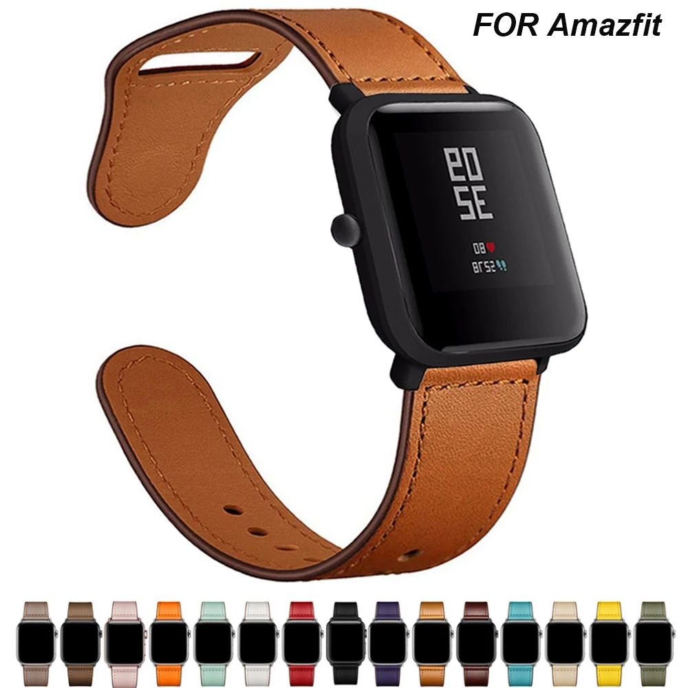 22mm watch strap For Xiaomi Huami Amazfit GTR 47mm/GTR2/stratos 2/3 Genuine leather watchband sport bracelet Amazfit pace band