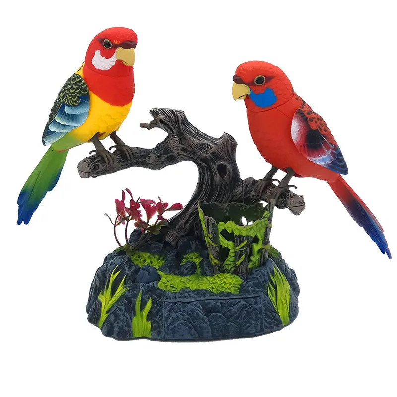 Western knights acoustic simulation family parrot cage birds handicraft electric small ornament