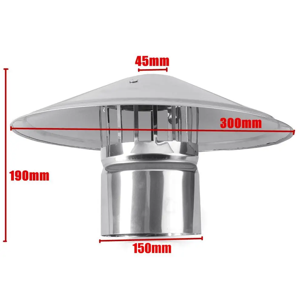 Chapéu de chaminé de 6 polegadas, chuva, ventilação de telhado em forma de cogumelo