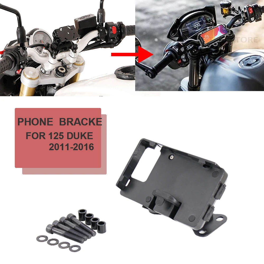 NUOVO Per 125 Duke 2011-2016 2015 2014 2013 2012 Accessori Moto Nero Supporto Del Telefono Mobile GPS Del Basamento Della Staffa