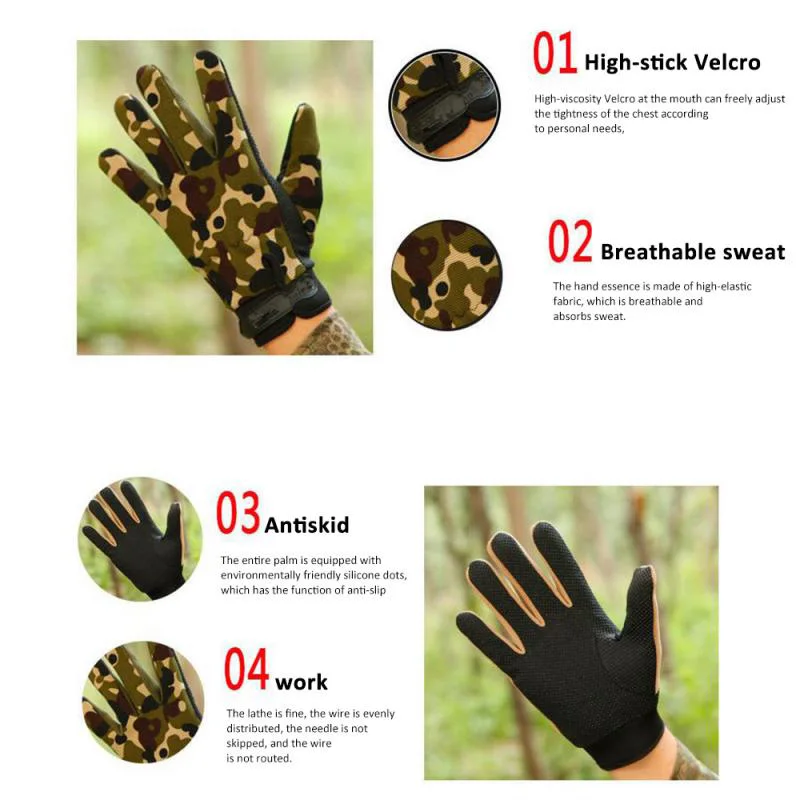 Men\'s Tactical Gloves Summer Breathable Outdoor Cycling Gloves Light Full Finger Fingerless Fishing Non-slip Sports Women