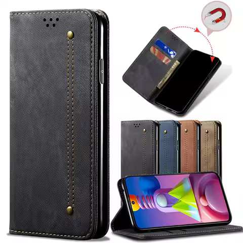 Business Retro Folding Flip Leather Case For Samsung Galaxy M32 M51 M31S M11 M31 M21S M40S M30S M21 Card Slot Stand Phone Cover
