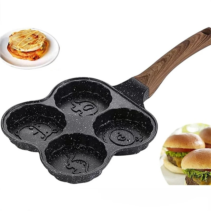 

4 Hole Stone Non-Stick Frying Pan For All Heat Sources Can Cook Eggs Hamburger Pancake Egg Dumpling mini pancakes machine