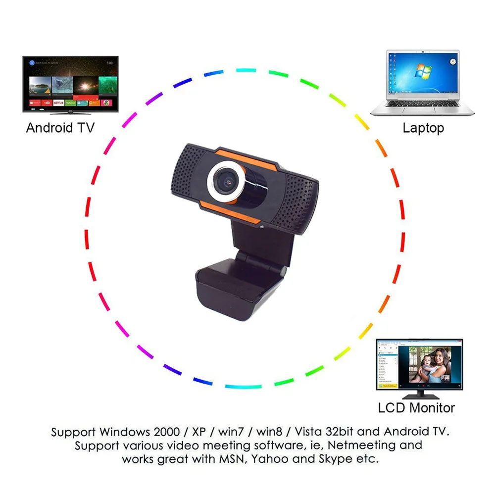 Webcam HD 1080P, 200 millions de pixels, caméra de Streaming en direct avec Microphone, pour Android TV, ordinateur portable, ordinateur de bureau, PC