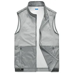 Heren Vesten Mannen Zomer Mouwloze Ultra-Dunne Vest Vest Mode Ademend Bovenkleding Casual Zonnebrandcrème Vest Jas Mannelijke