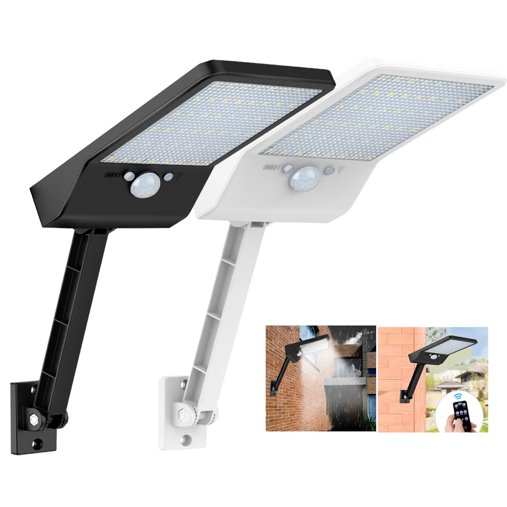 

Solar Lamp 48 LED 800 LM Human Body Induction Wall Light 3 Modes Dimmable Outdoor Garden Yard Path with Remote Control