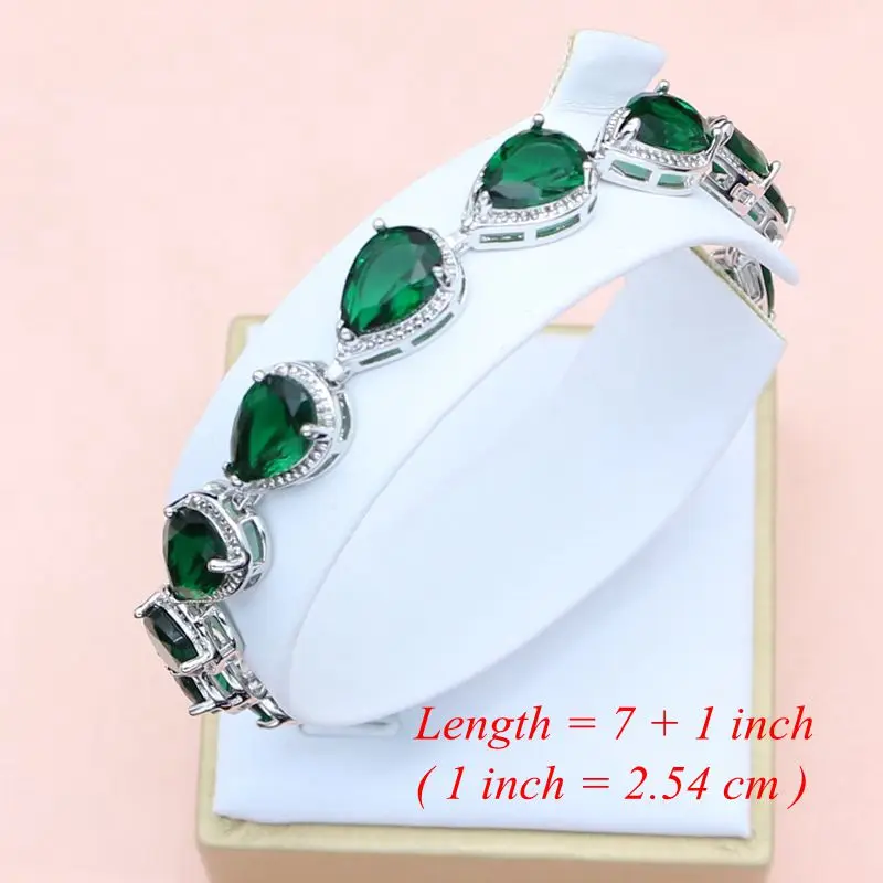 Luxury 925 Silver Jewelry Sets Natural Green Emerald White Crystal Drop Jewelry Sets Women Anniversary Dropshipping