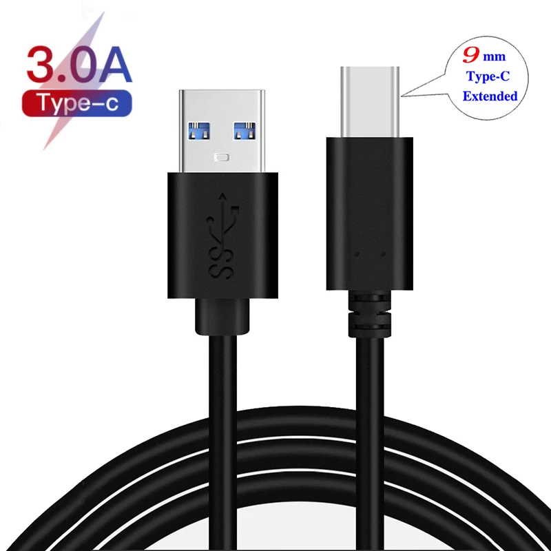 9mm Long USB Type-C Extended Tip Fast Charger 3A Cable for Blackview BV5900,BV9100,BV9500 BV9600 Plus Pro,BV9700 Pro,BV9800 Pro