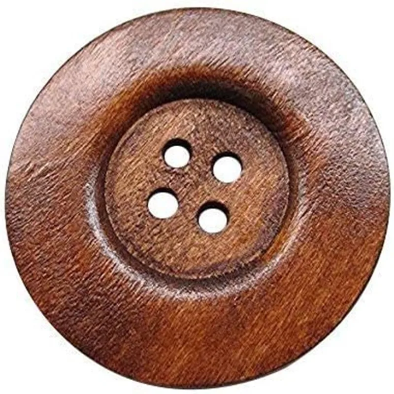 Large Size 60/50/40MM Brown Round Wood Buttons of Clothes 4 Holes Craft Sewing Button