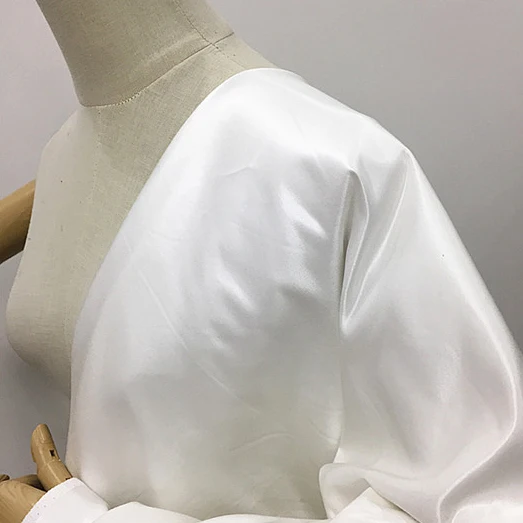 Pure white natural silk cotton satin fabric smoothly heavier very thick 31momme for dress,SCT766