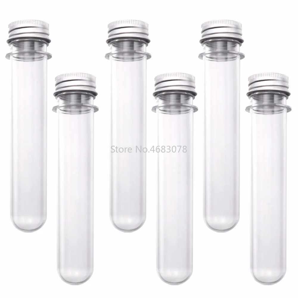 4pcs 30ml Excellent Plastic Transparent Test Tubes With Aluminum Cap Bottles School Supplies Lab Equipments 25x110mm