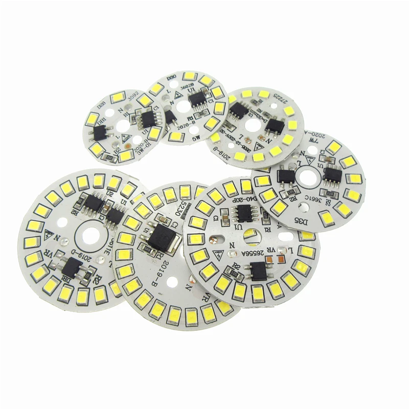 3W 5W 7W 9W 12W 15W AC 220v LED PCB With Integrated IC Driver Warm white/ White Driverless Aluminum Plate Board For Bulb Light