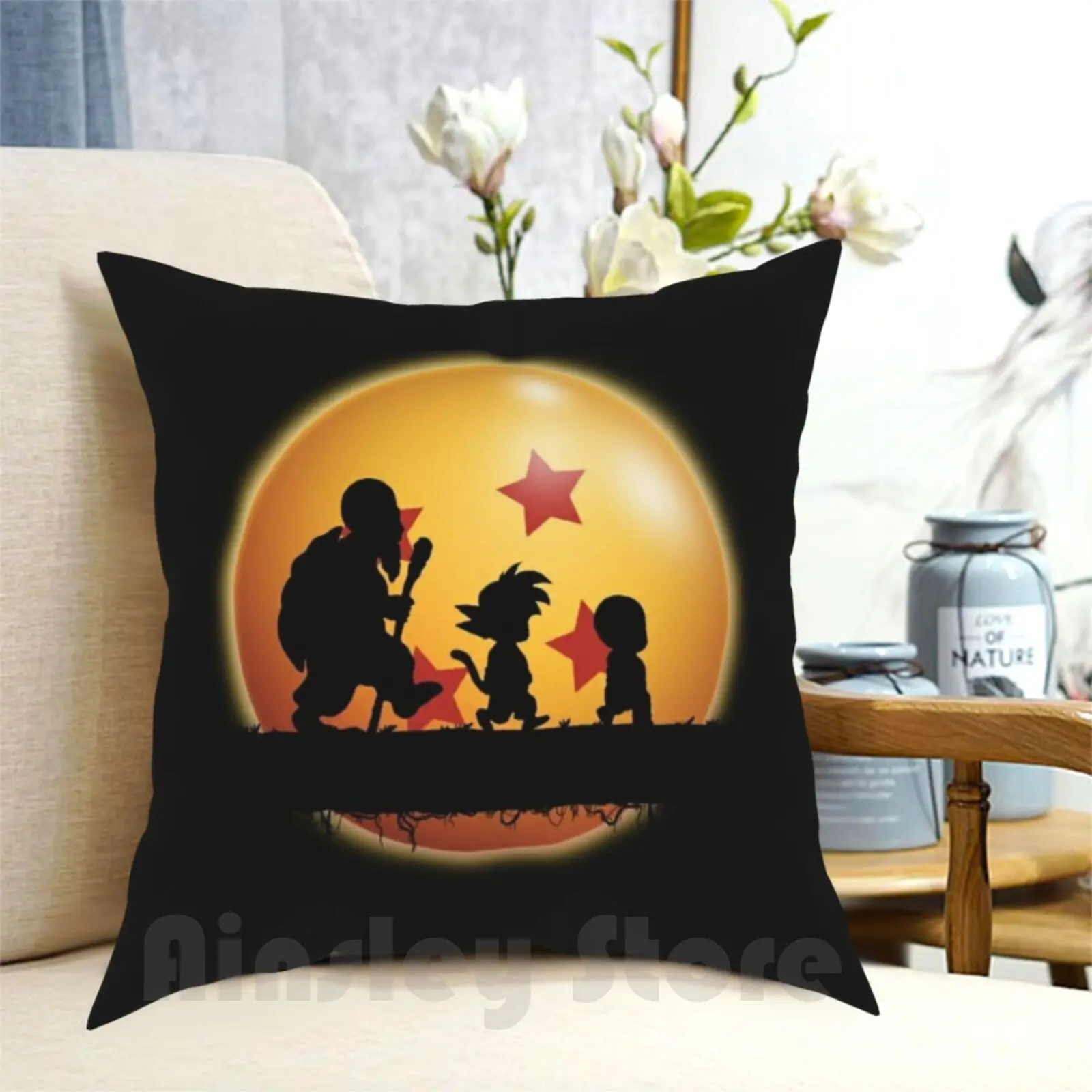 Master Roshi , Son , Krillin-Four Star Illustration-Pillow Case Printed Home Soft Throw Pillow Anime Son Anime Anime