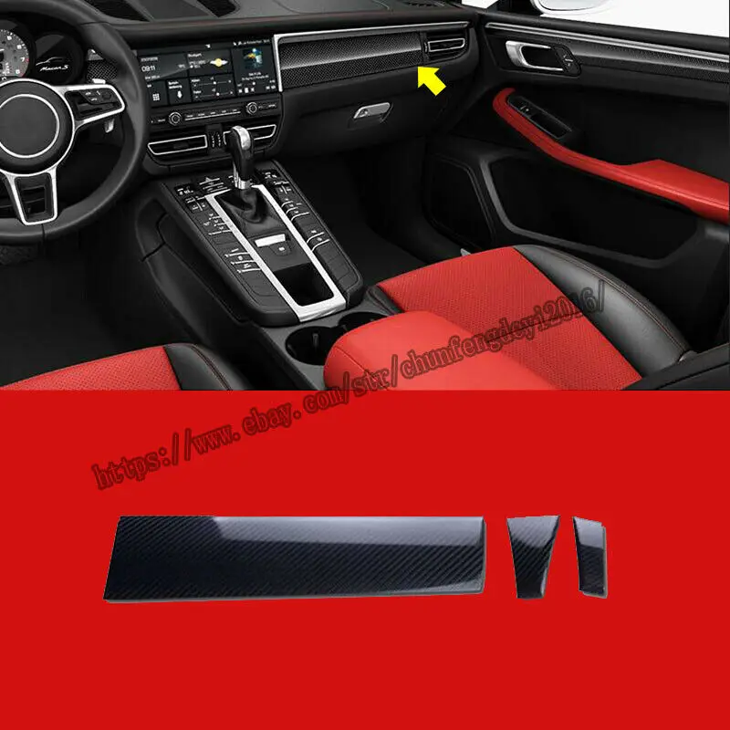 

Fit For Porsche Macan 2019 Carbon fiber Center Console Decorative Cover Trim 3pcs