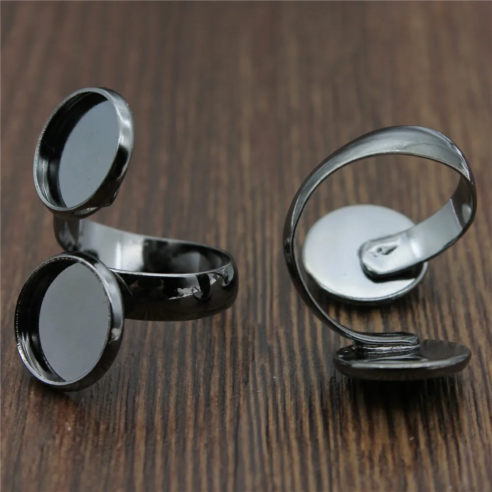

WYSIWYG 5pcs 8 Colors Fit 10/12mm Glass Cabochon Copper Material Adjustable Double-Settings Ring Setting