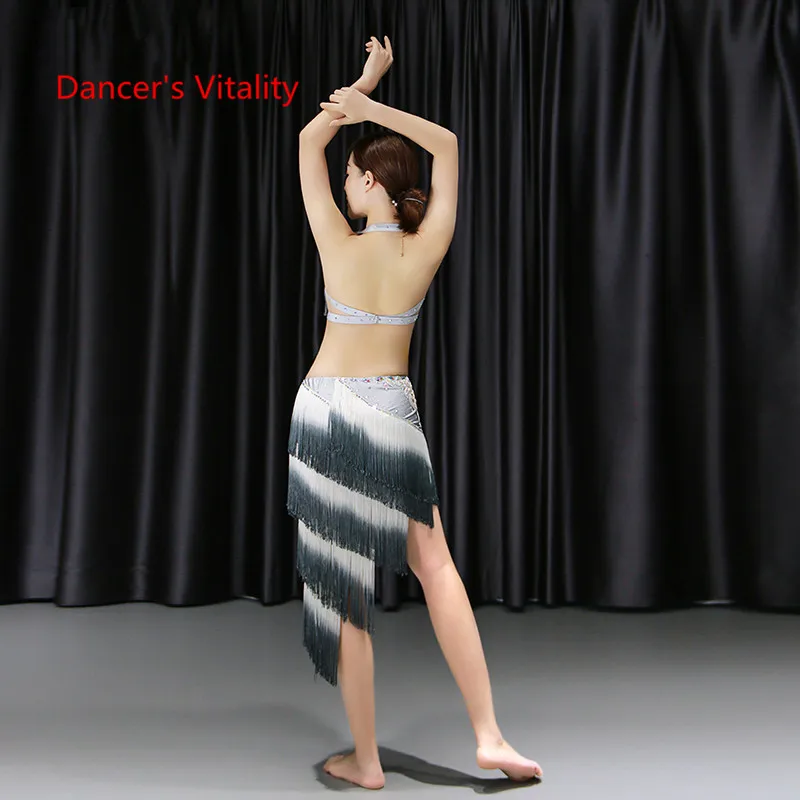 Belly Dance Bra+Split Skirt Profession Performance Clothing Female High End Sexy Tassel Suits Practice Clothes Spring And Summer